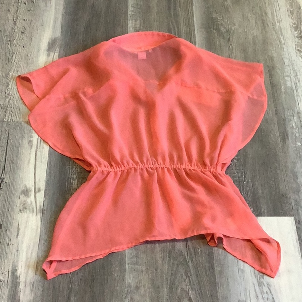 Bar III Coral Sheer Blouse - Picture 5 of 5